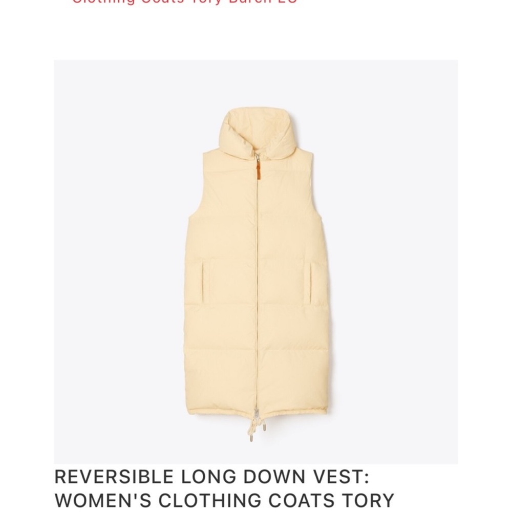Tory Burch Cream Long Down Vest size S